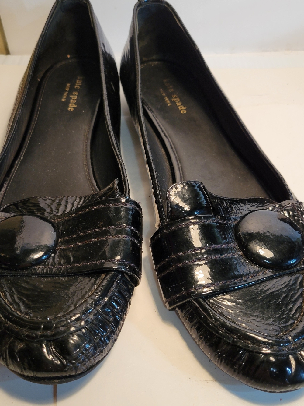 Kate Spade Shelly Sz 10 Black Patent Leather Loafers
